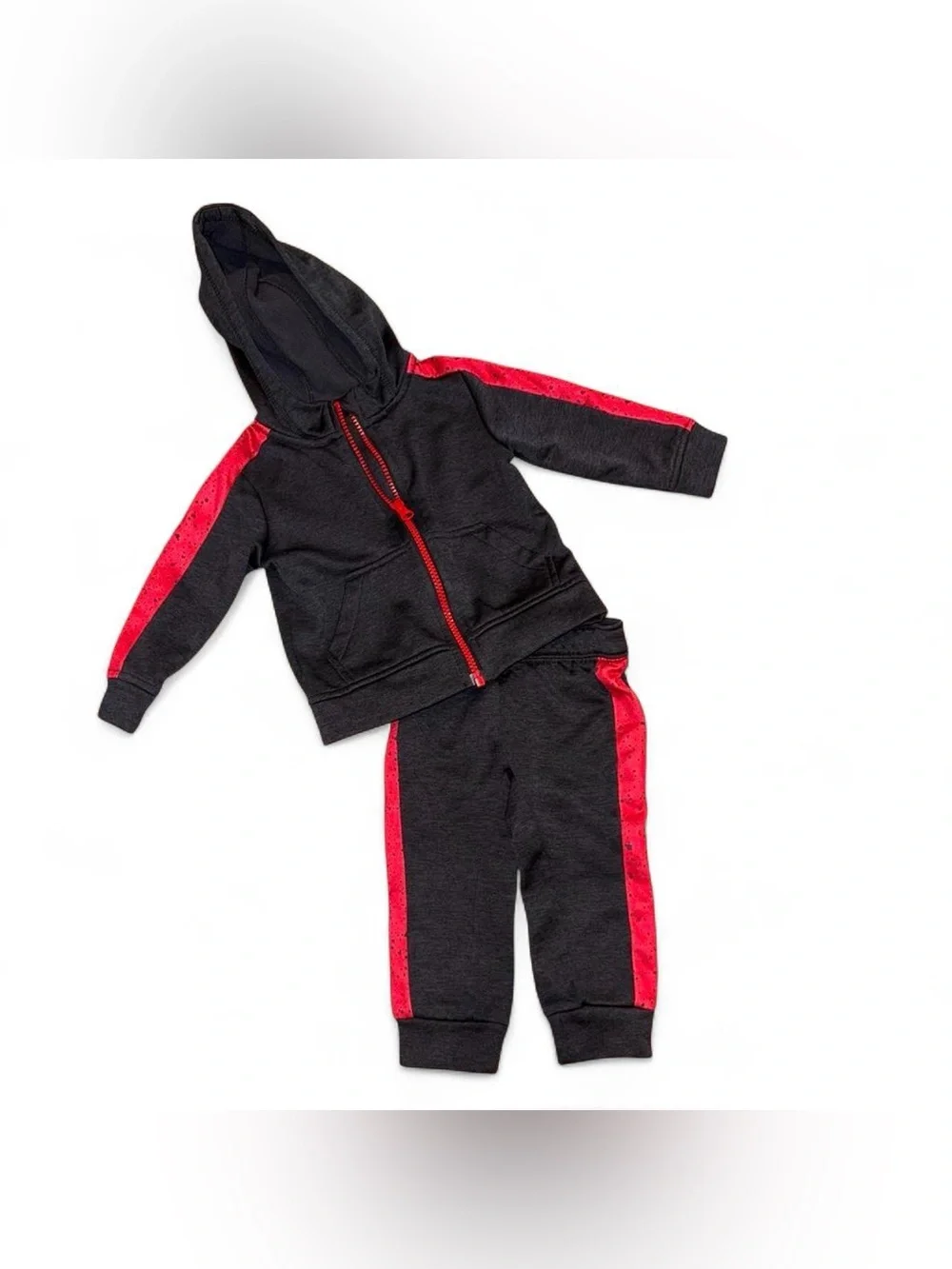 Athletic Works 12 months Black & red kids tracksuit with red side stripes